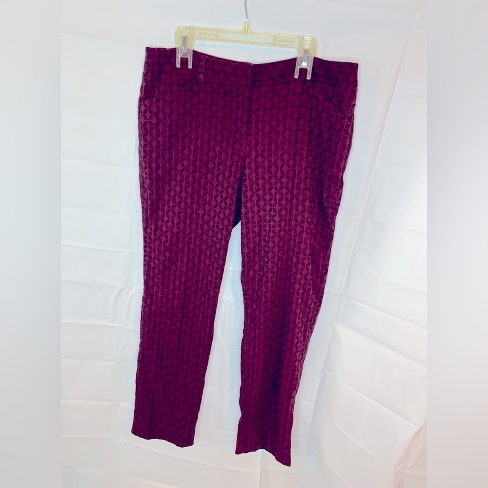 Valerie Stevens Burgundy Career Capris Crop Pants Women Size 10